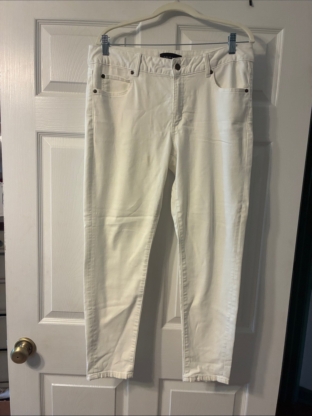 Tahari White Denim Skinny Jeans